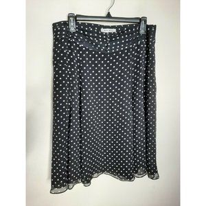 Nine West 12 Black White Polka Dots Silk Skirt